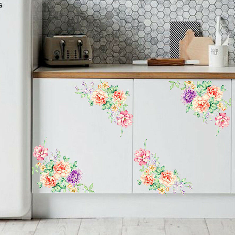 Peony Flowers Luxury Wall Stickers Art Home Decor PVC Removable Vinyl Dec.l8