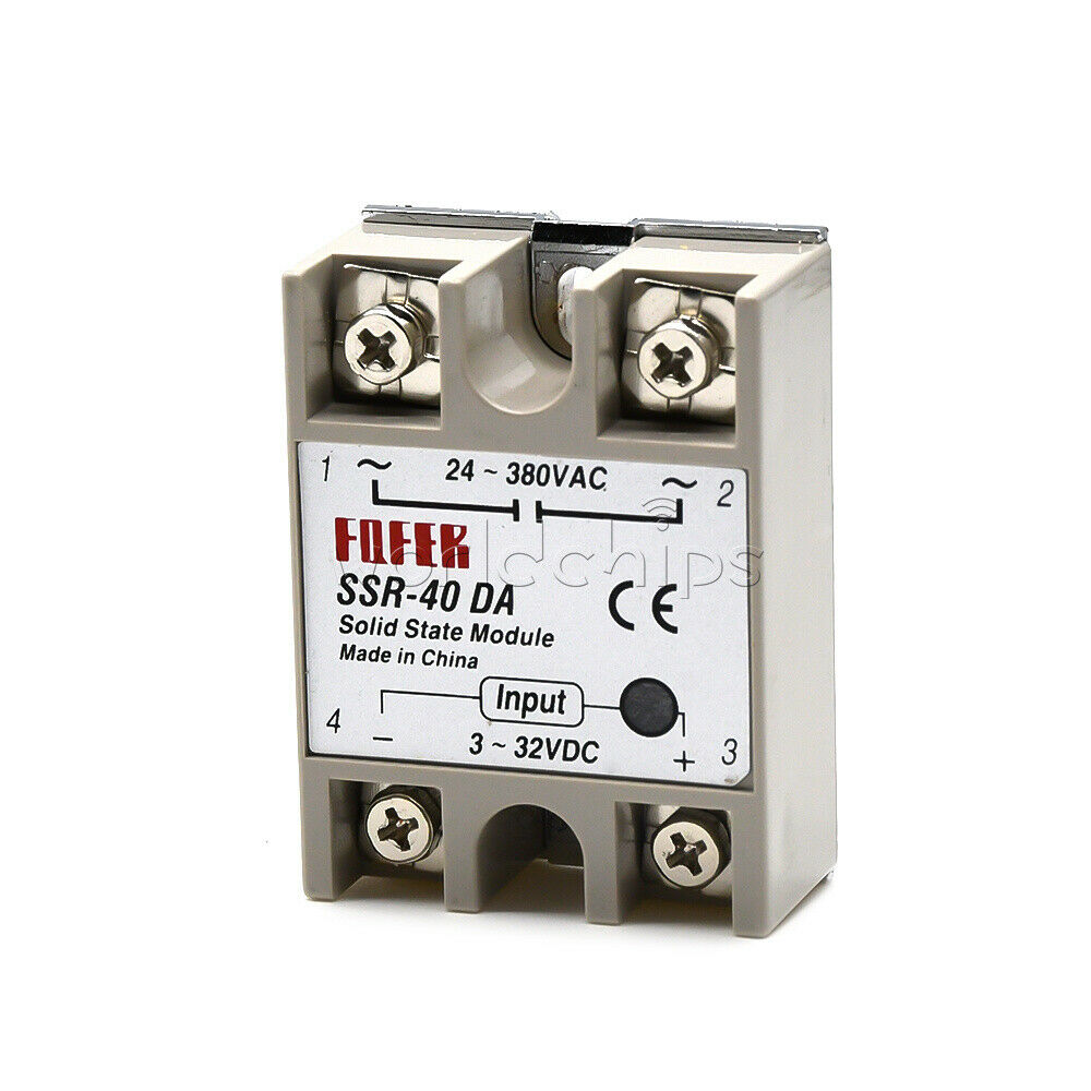 5x 24V-380V 40A 250V SSR-40 DA Solid State Relay Module 3-32V DC-AC for Arduino