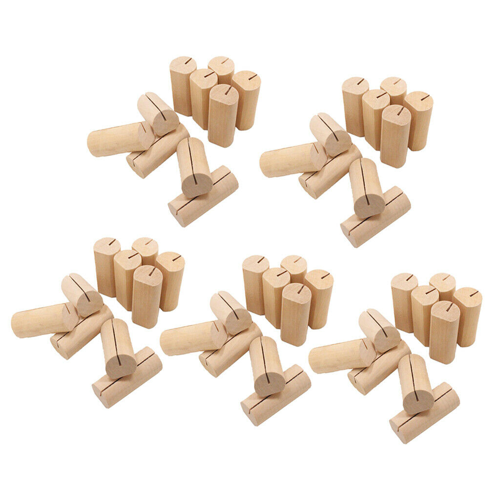 50x Rustic Wood Place Card Holder Natural Wooden Bark Memo Holder Stands Table