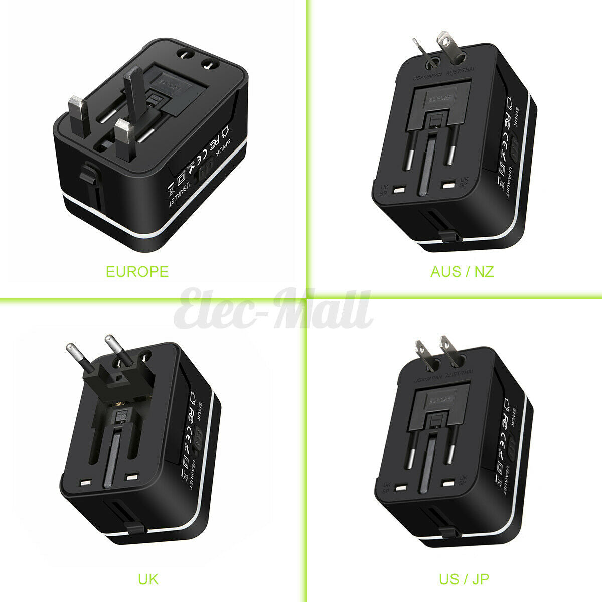 Universal Travel Converter Adapter Wall Charger International AU/US/EU/UK Plug