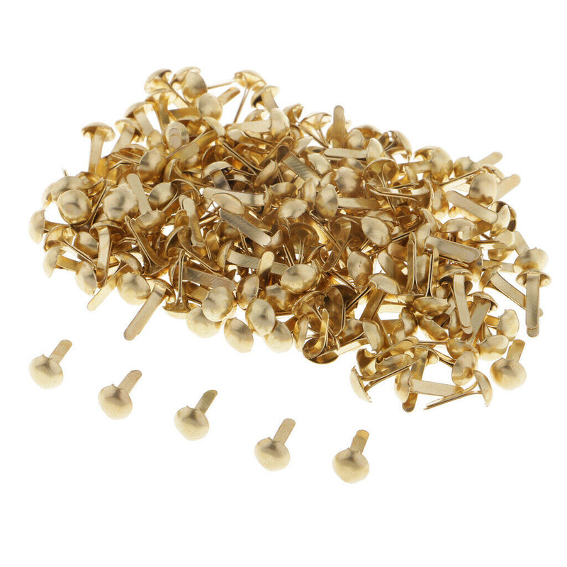 200Set Metal Brads Round Golden Paper Fasteners Scrapbooking Embellishment