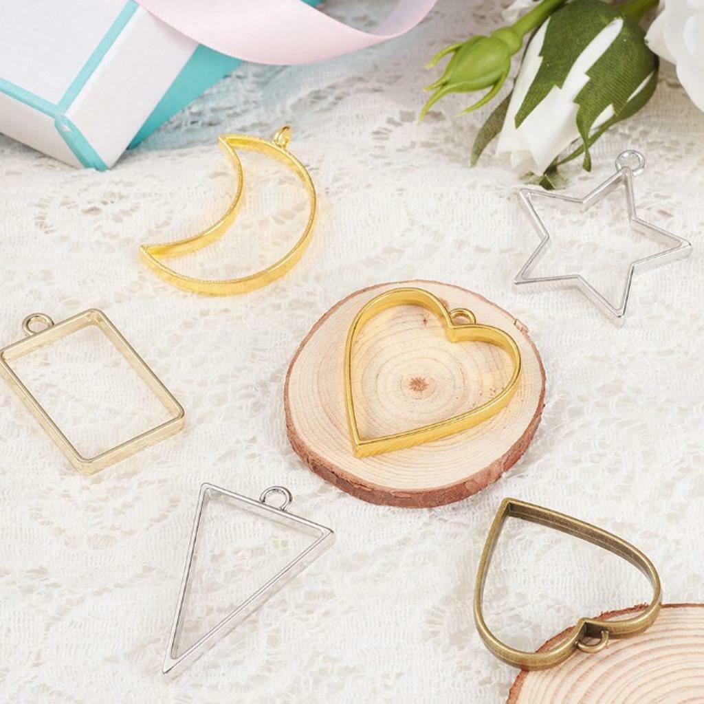 30x Open Bezel Charm for Jewelry Findings DIY Geometric Hollow
