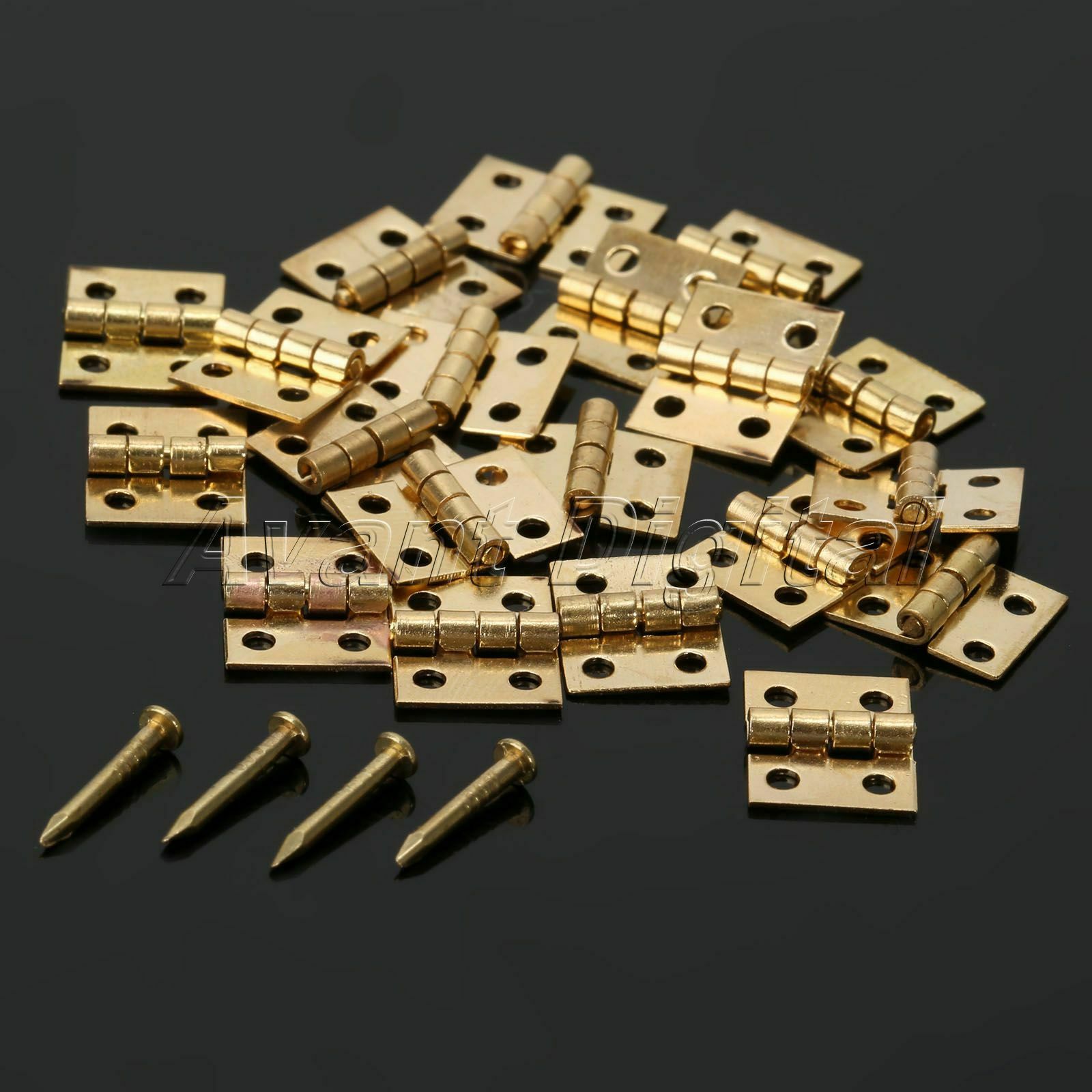 20Pcs Mini Brass Plated Hinge For Decorative Wooden Jewelry Cabinetmaker Box