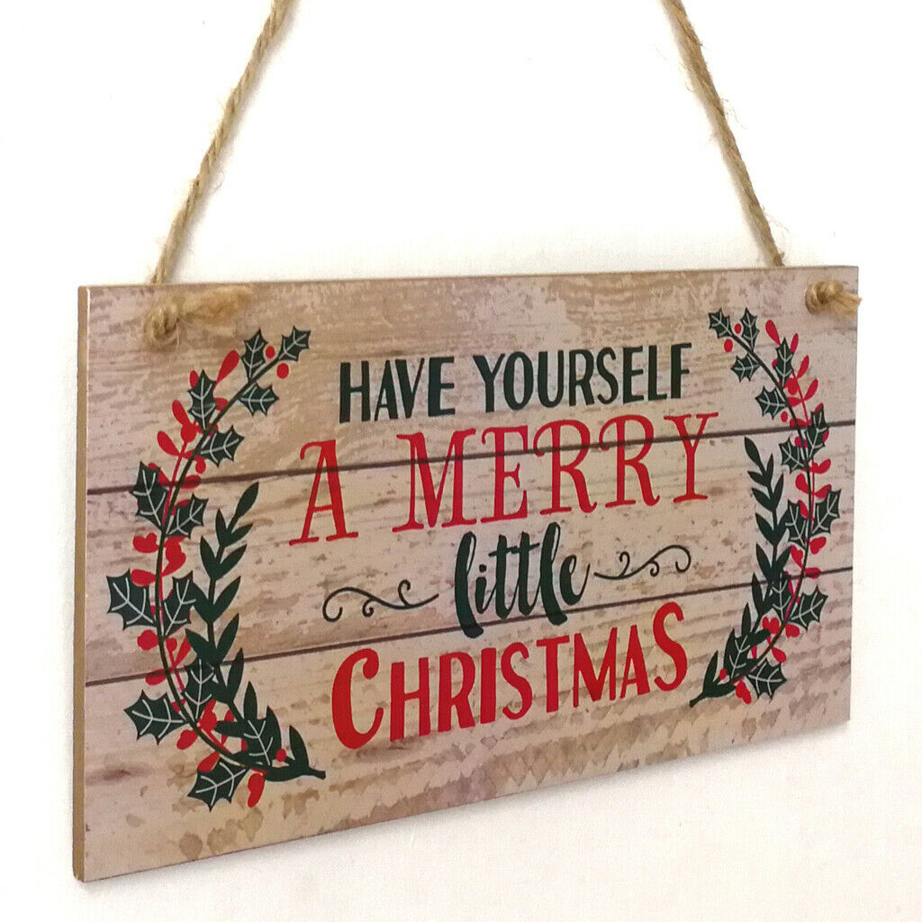 Wooden Plaque Rustic Style Merry Christmas Holidays Greetings Celebrate Sign