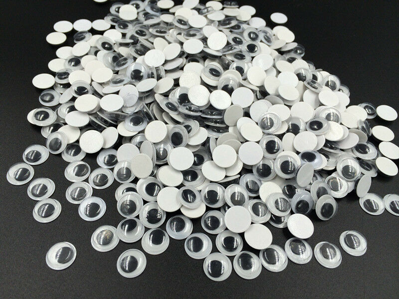 200pcs 10mm Joggle Moveable Black Eye Wiggly Google Googly-sided adhesive