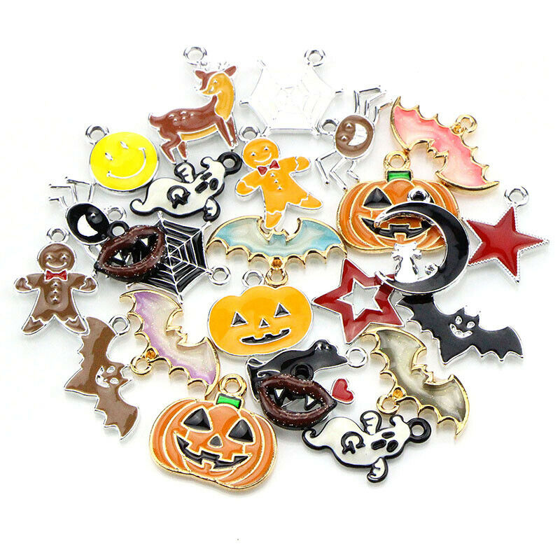 25Pcs/set Enamel Mixed Halloween Series Charms Pendant DIYJewelry Making CrafDF