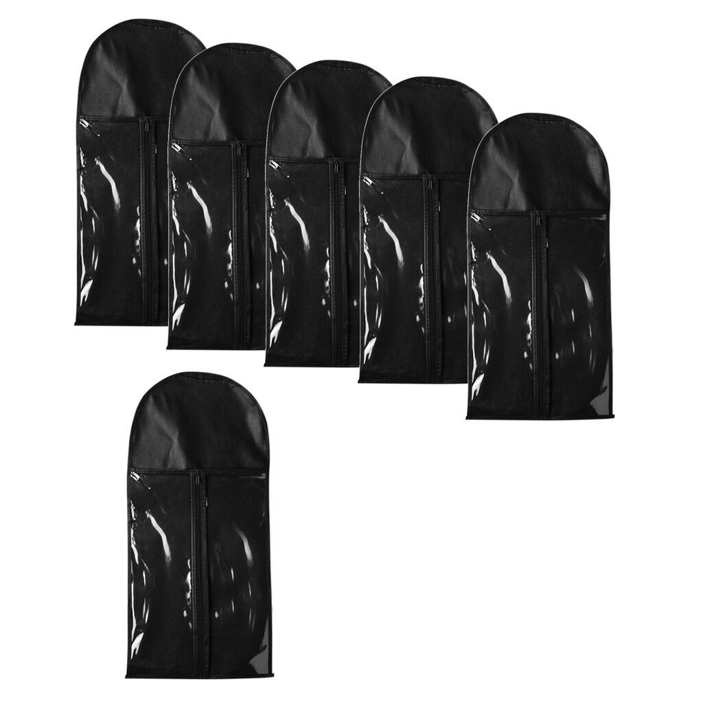 6pcs Hair Extension Wig Storage Bag Holder Case Dustproof Protector Black