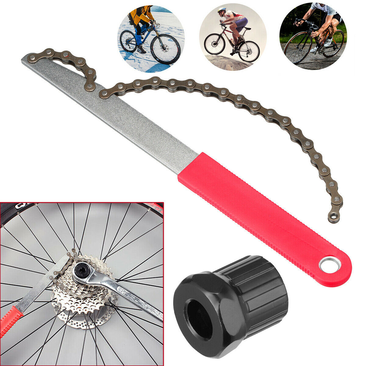 Bicycle Bike Remover Repair Tool Cassette Freewheel Chain Whip Sprocket Lock Kit
