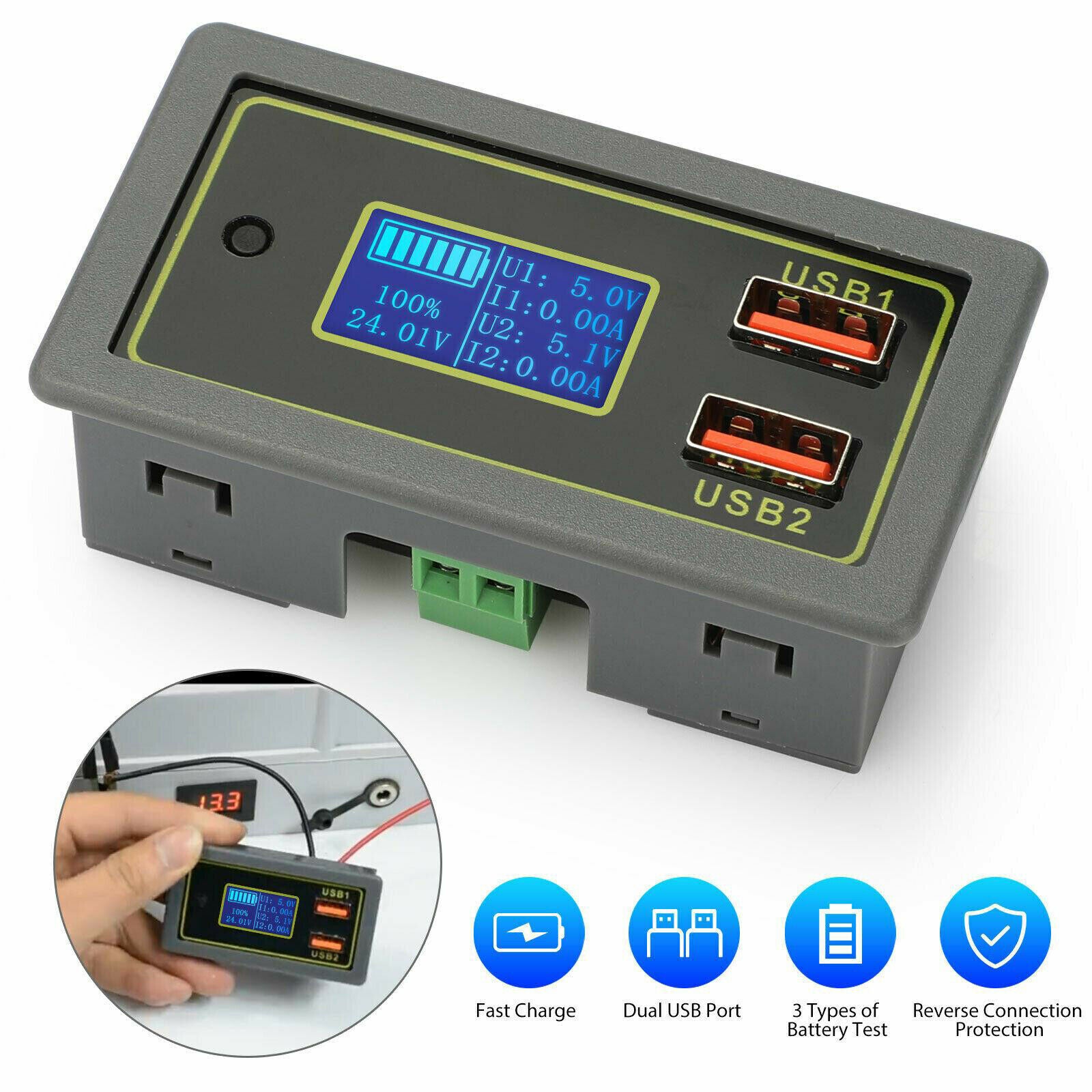 Battery Capacity Indicator, 12V 24V Battery Voltage Percentage  Electric