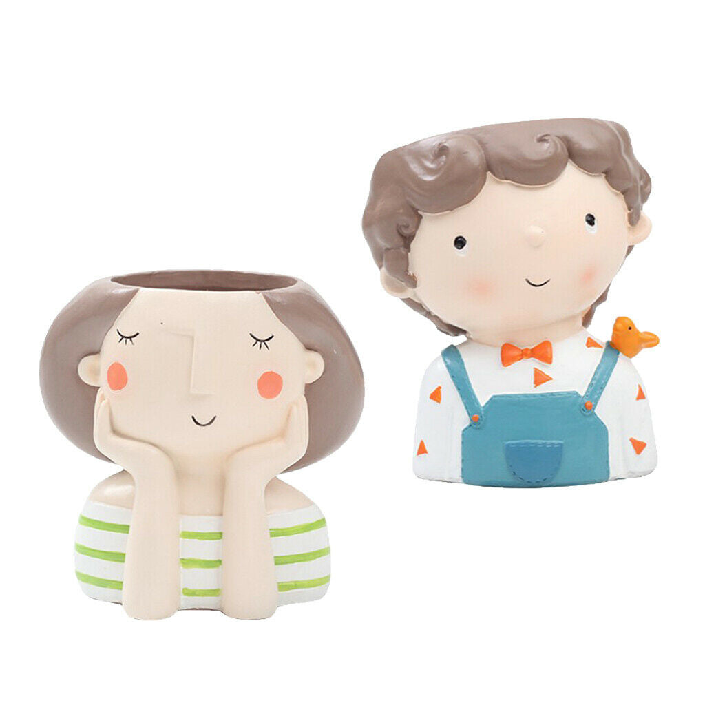 2Pcs Girls Boys Plants Pot Planter Small Holder Flower Pot Garden Decor