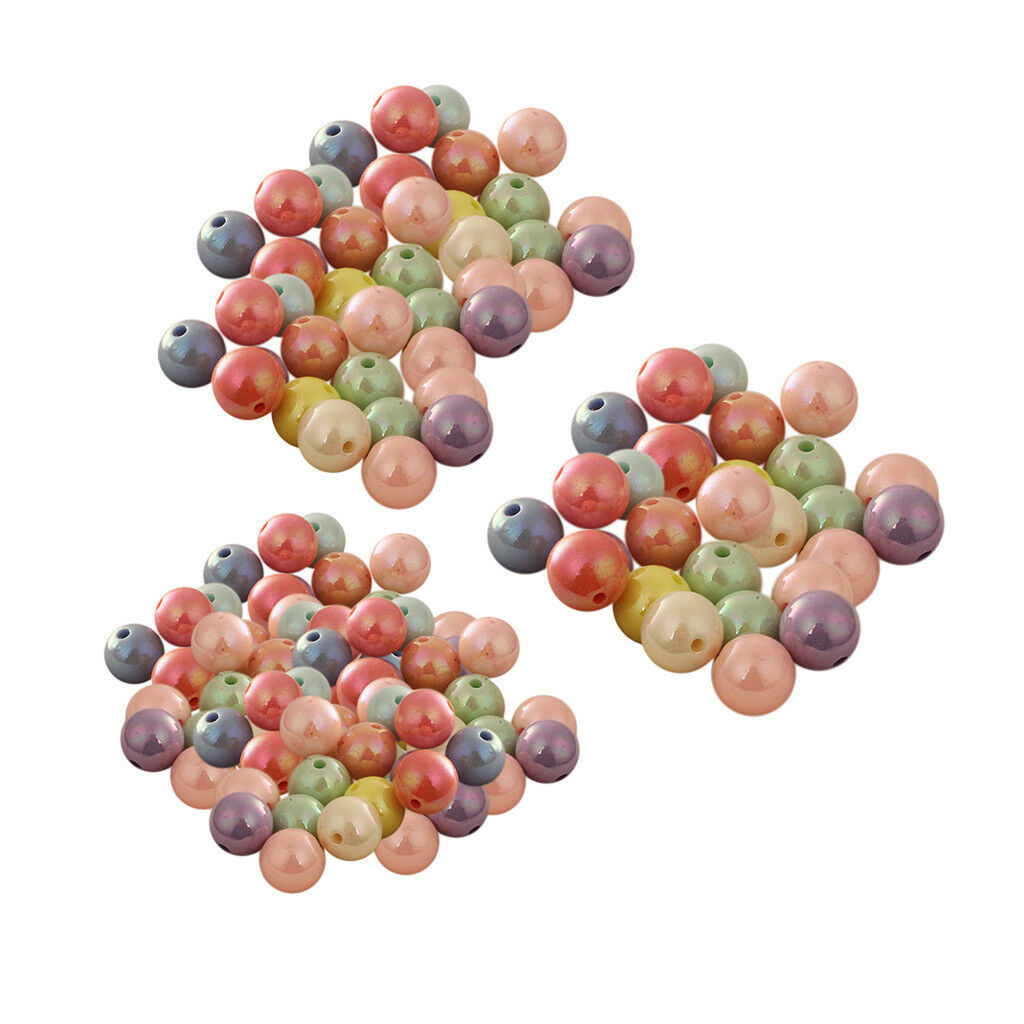92x Round Acrylic Loose Spacer Beads Fashion Jewelry Making Accessories 10mm