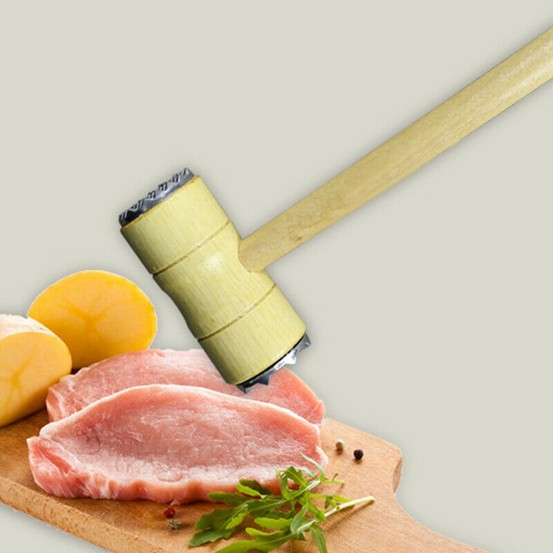 Wooden Double-sided Meat Hammer Meat Tender Hammers Steak Tools Pork Chop Ham BD