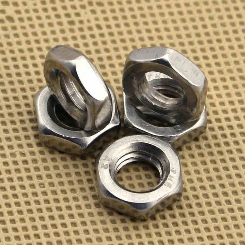 Qty 2 - M12 x 1.75mm Pitch Half Lock Nuts Hex Jam Nuts 304 A2 Stainless Steel
