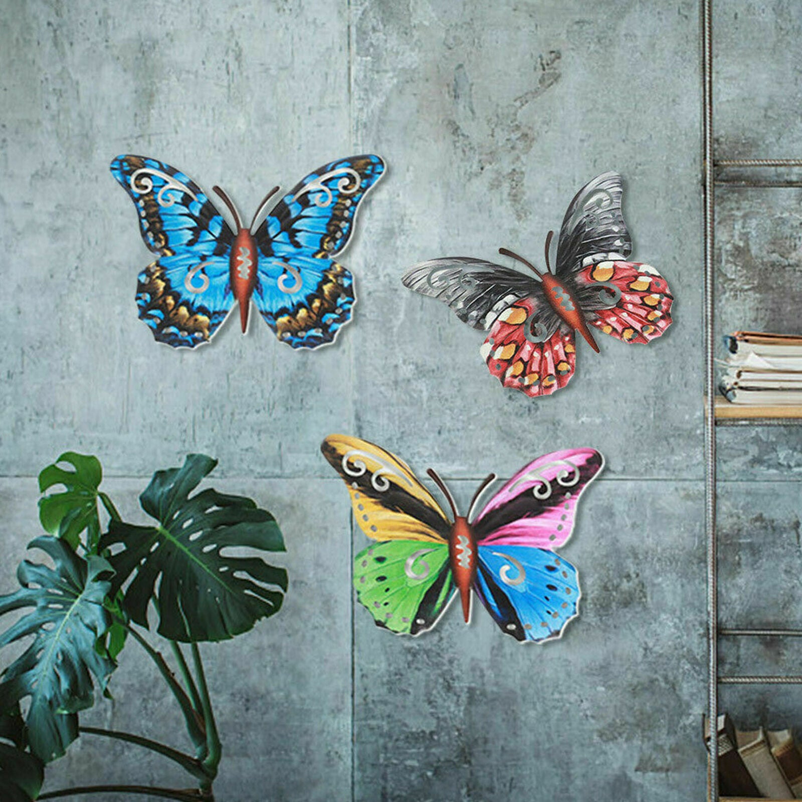 Pack of 4 Large Metal Butterflies Garden Ornament Butterfly Wall Art Home Decor