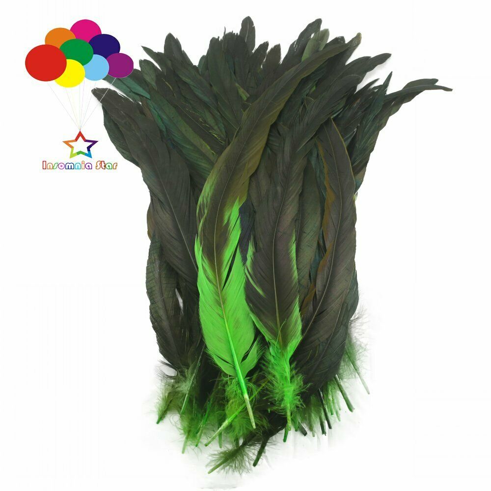 Fruit green dyeing 100 Pcs 12-14 Inch/30-35cm Cock Chicken Tail natural Feathers
