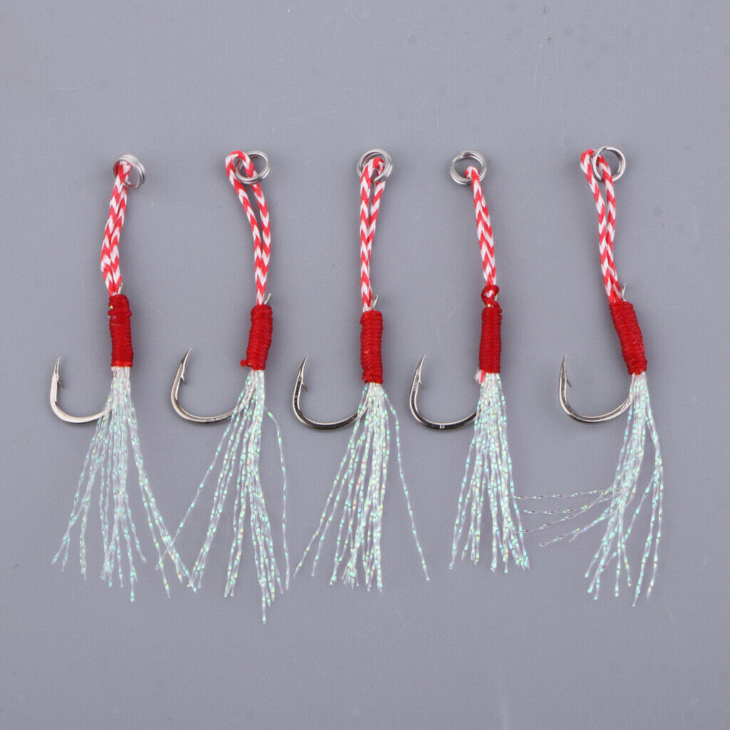 15x Saltwater Jigging Assist Hook Solid Ring Deep Sea Fishing Hook 10/11/20#
