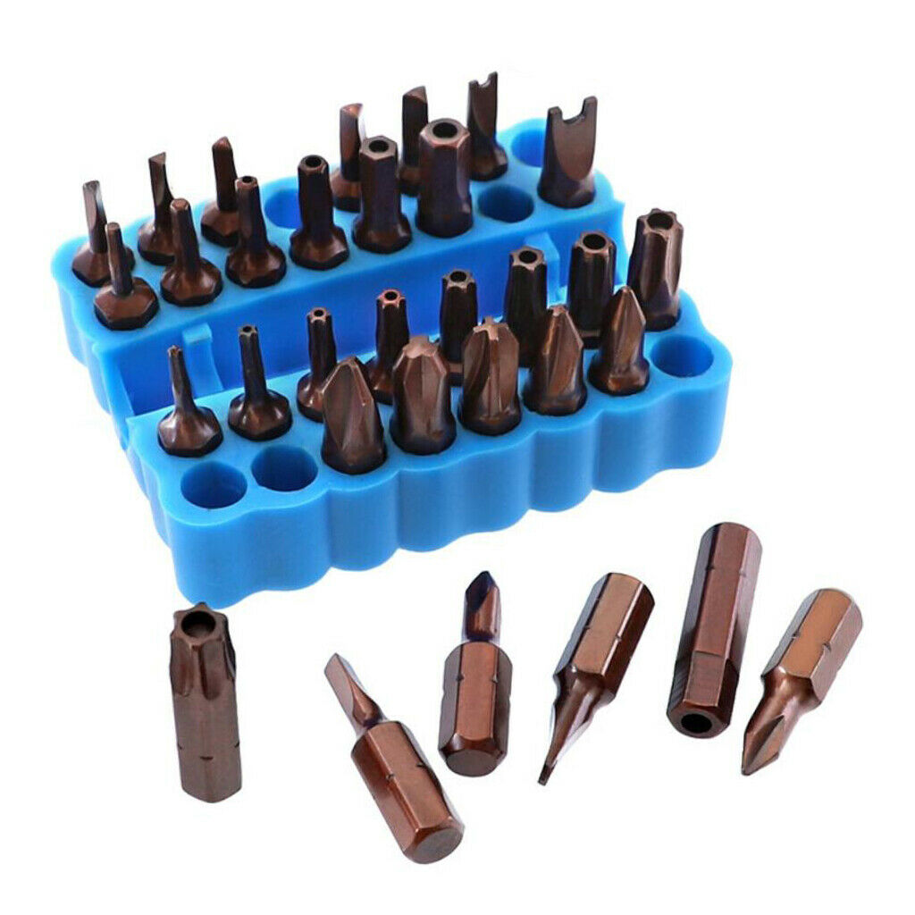 3X Set of 2 32 Holes Blue 1/4Inch Hex Shank Screw Bits Holder Storage Container