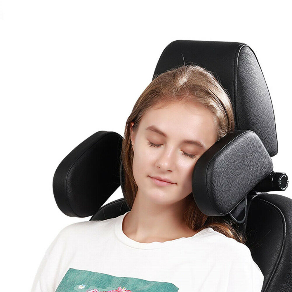 Universal Black PU Leather Car Seat Headrest Foam Pillow Head Neck Rest Cushion
