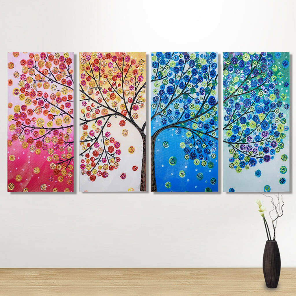 4pcs Seasons Tree Special Shape Diamond Painting Cross Stitch Painting Kits