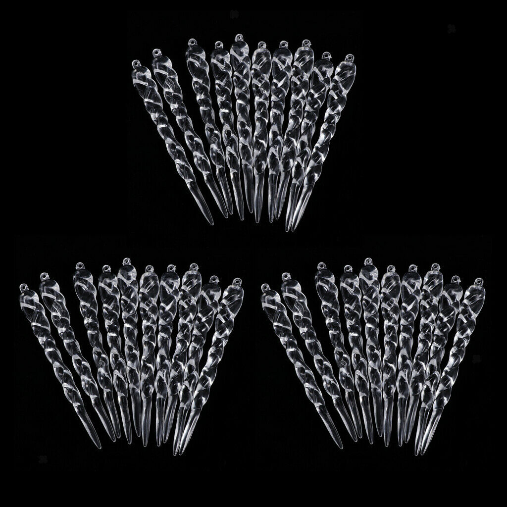 30Pieces Clear Acrylic Icicle Pendants Christmas Ornaments Icicle Decorations