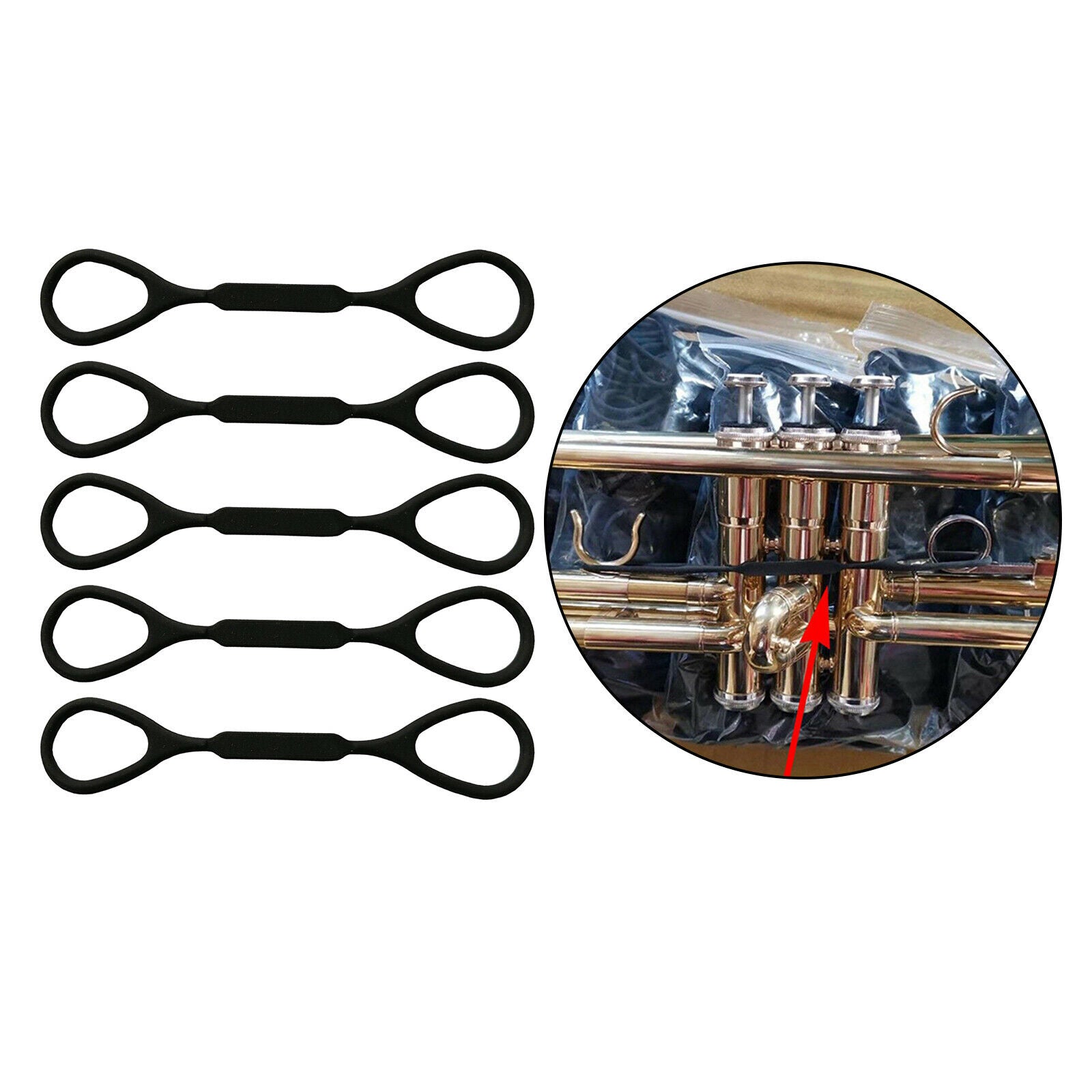 5x Black Silicone Rubber Trumpet Slide Stopper Ring Trumpet Accessories, 4.7inch
