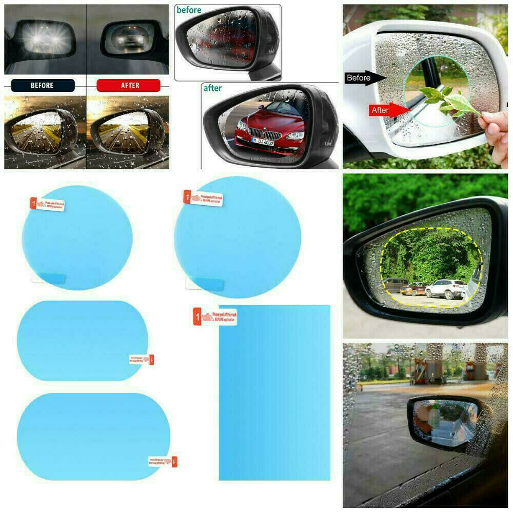 4 Pc Car Rearview Mirror Rainproof Anti-fog Stickers Protective Film Rain Shield