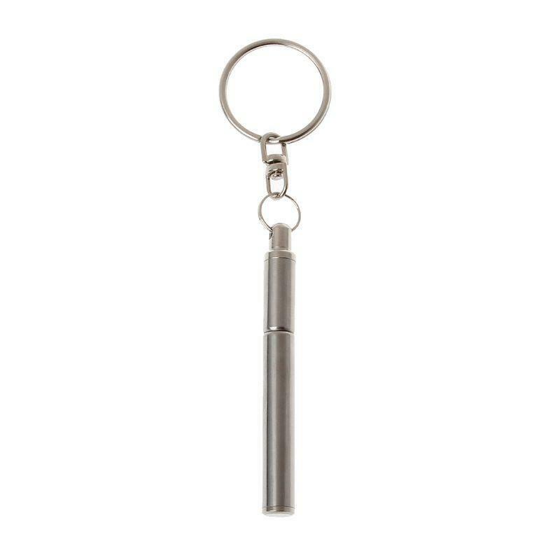 Portable Stainless Steel Telescopic Ballpoint Pen Metal Key Ring Keychain Tools