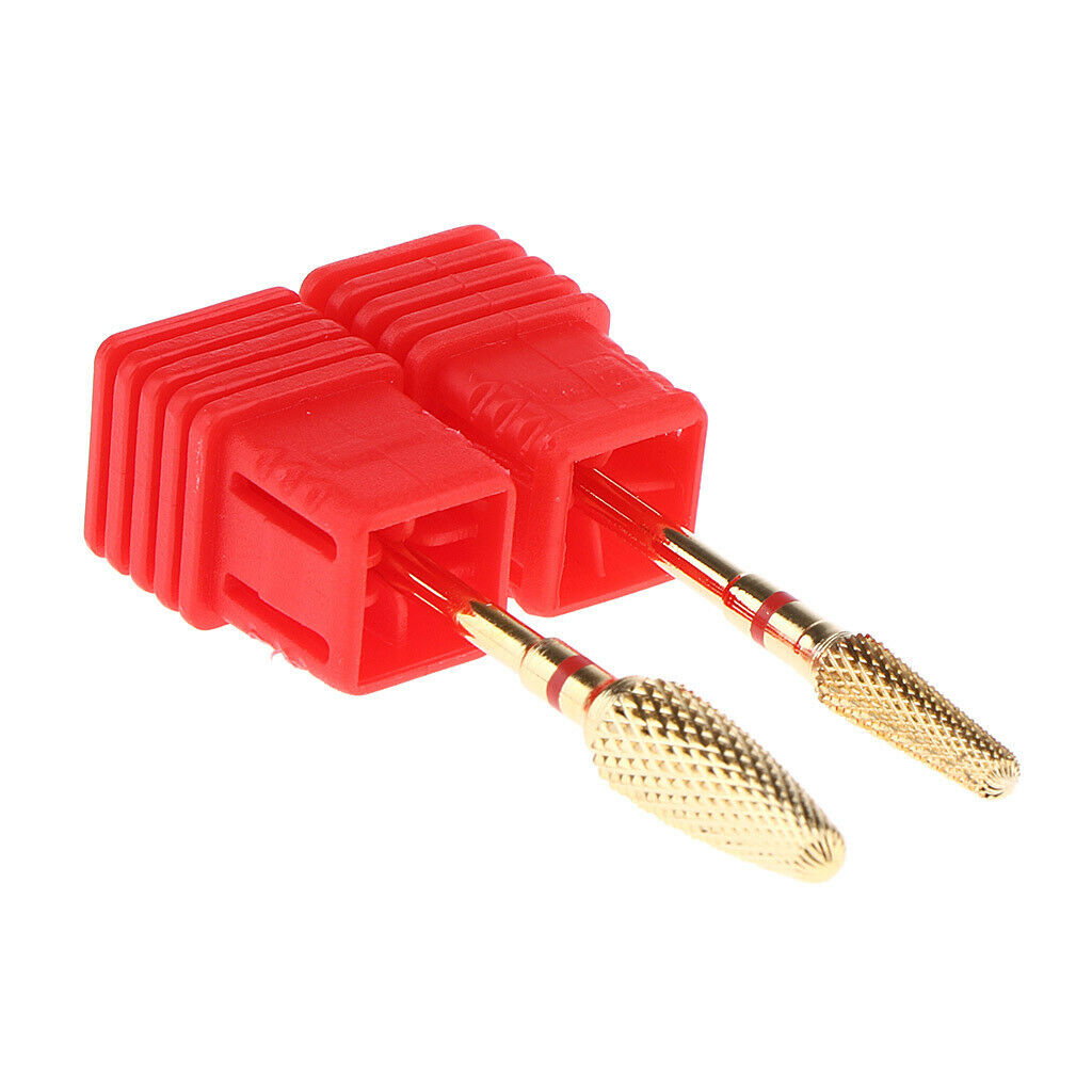 2pcs Electric Nail Drill Bit Grinding Head for Nail UV Gel Polish Remover Red