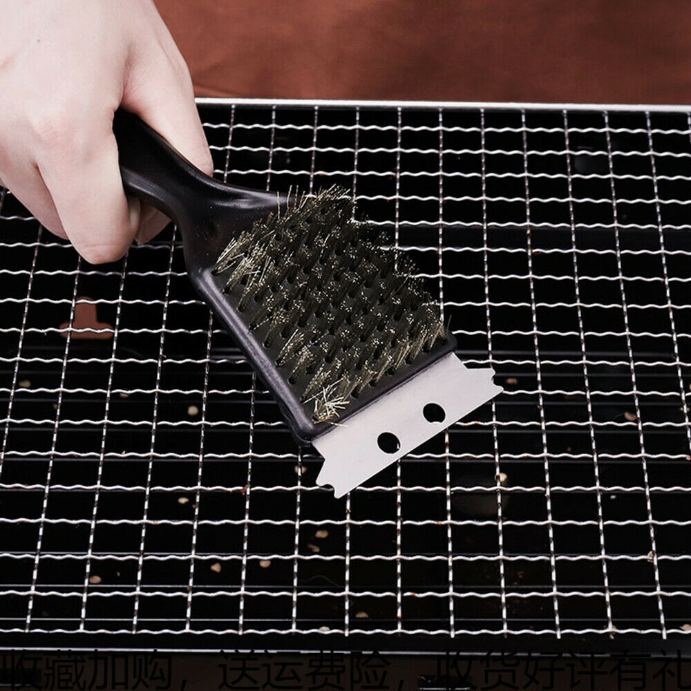 Stainless Steel Wire  Brush With Scraper Filler BBQ Grill Oven Racks Clean Tools