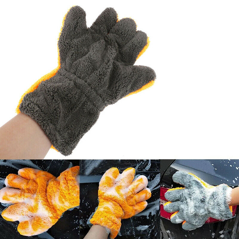 Polishing Wash Towels Plush Microfiber Washing Glove Clean Dusting Thick To KX