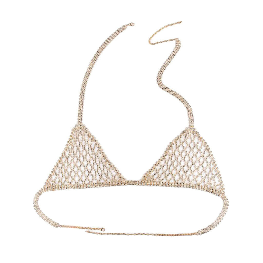 Crystal Beach Body Chain Bra Chain Bikini Harness Rhinestone for Club Party