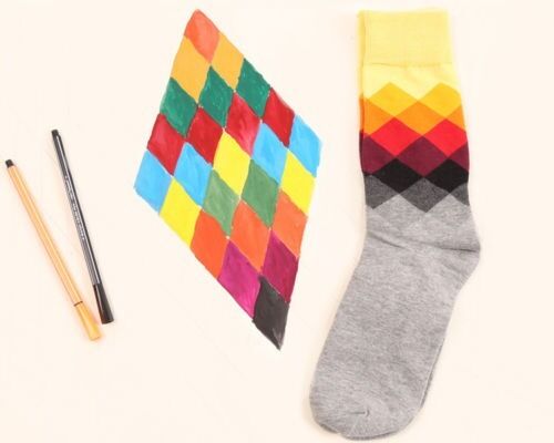 5 Pairs Fashion Mens Socks Lot Cotton Warm Colorful diamond Casual Dress Socks