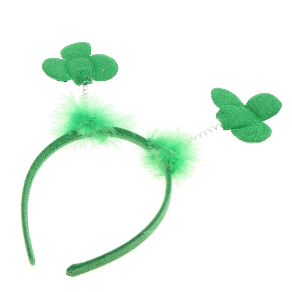 St Patricks Day Green Shiny Sequins Shamrock Headband Bopper Party Wear Prop