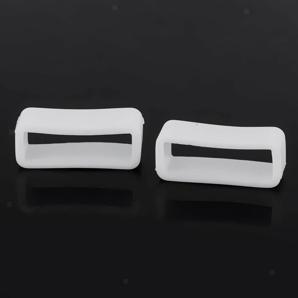 20 Pieces Black White Silicone Rubber Watch Strap Keeper Retainer Loop Ring