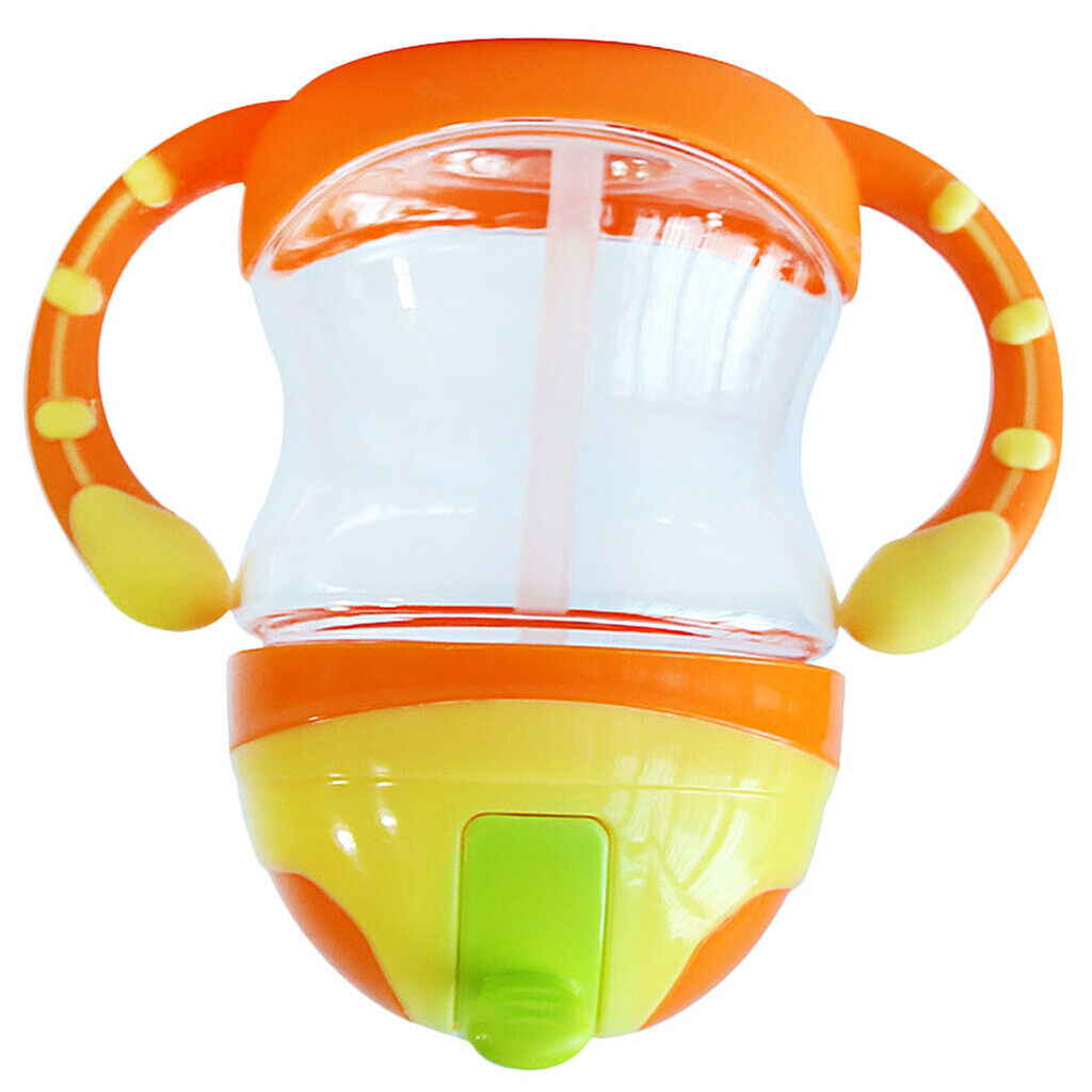 Baby Kids Bottle Straw Cup Sippy Cups with Handle Orange