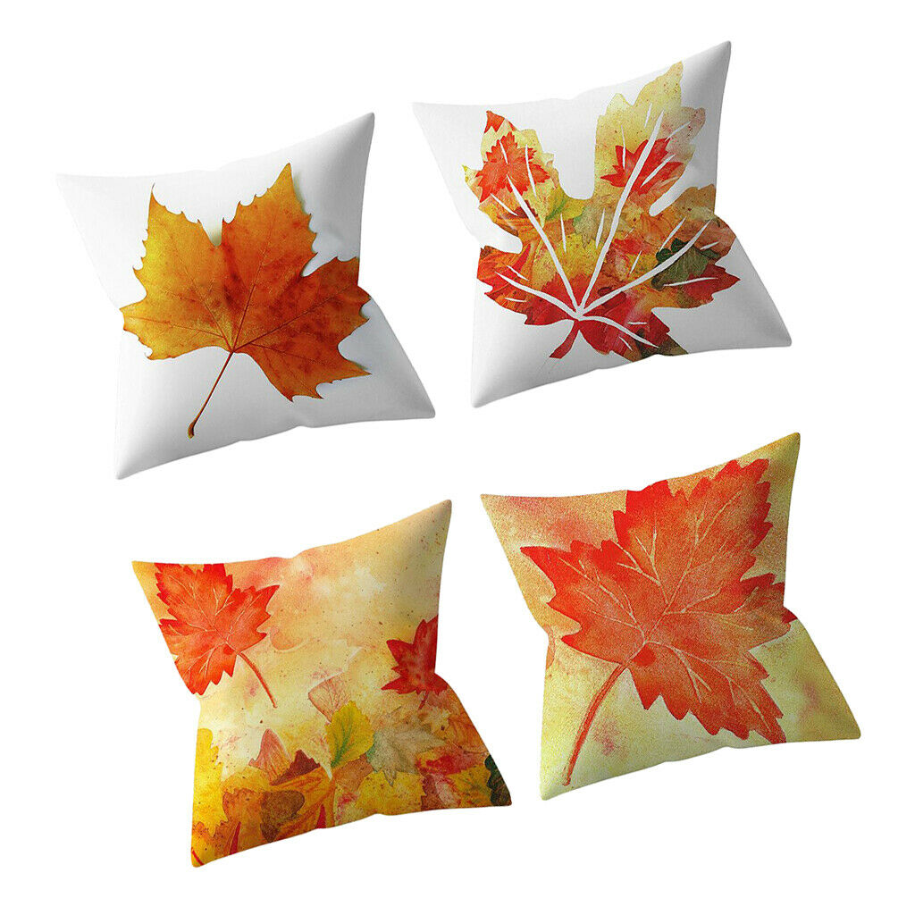4x Maple Leaf Pattern Velvet Bird Colorful Throw Sofa Cushion  Pillow Cover