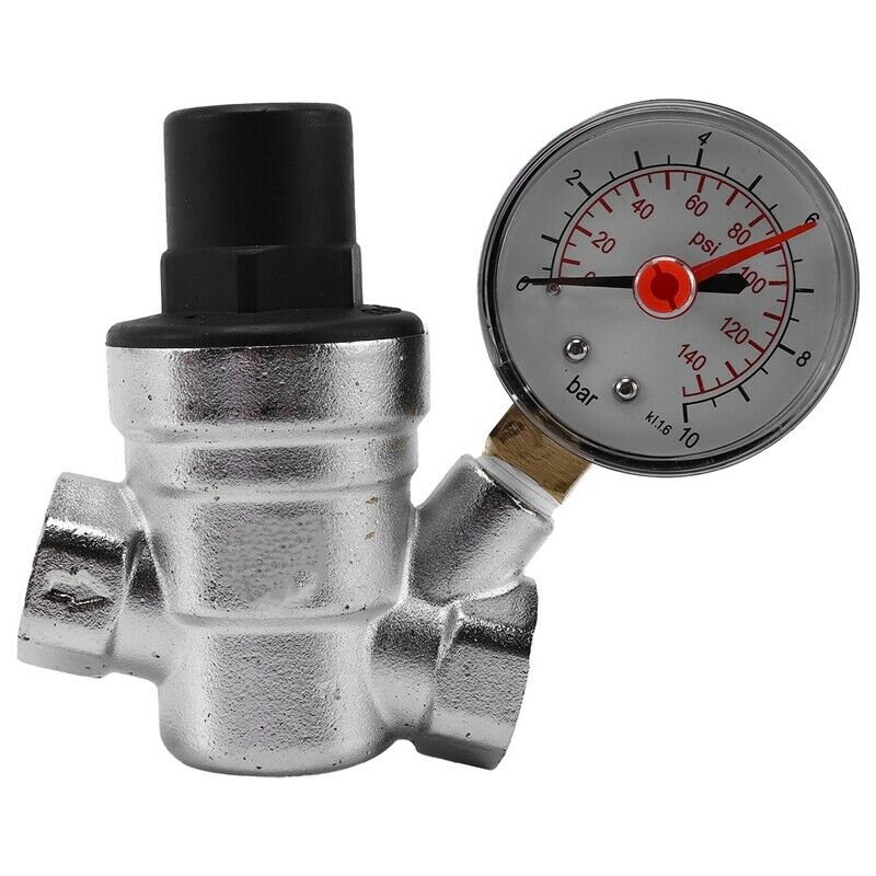 1/2 Inch Water Pressure Regulator with Gauge Pressure Maintaining Valve Tap WaK9