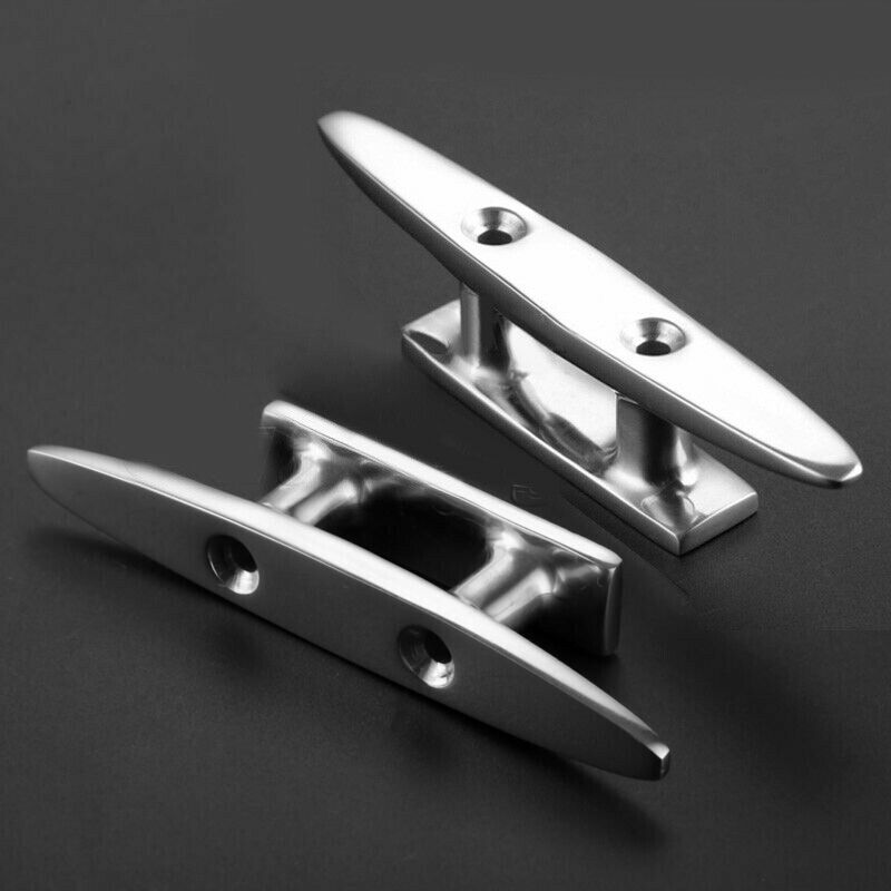 2 Pcs 4" Stainless Steel Mooring Cleat Deck Rope Yacht Marine Boat Dock Fitting
