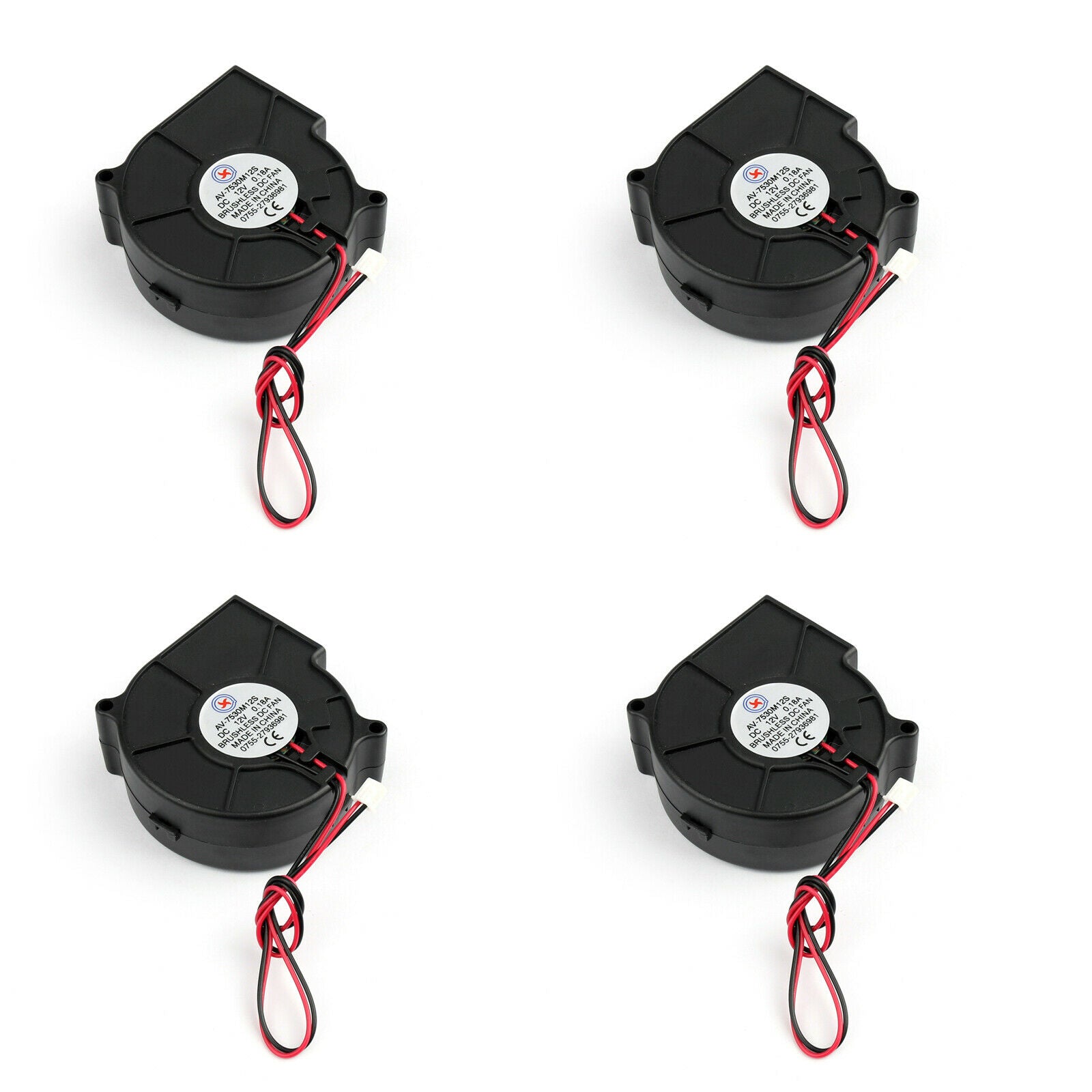 4Pcs Brushless DC Cooling Blower Fan 12V 7530s 75x75x30mm 0.18A Sleeve 2 Pin  CA