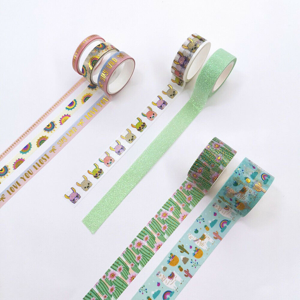 7 Rolls Cute Cartoon Alpaca Washi Paper Tape DIY Scrapbooking Planner Stickers