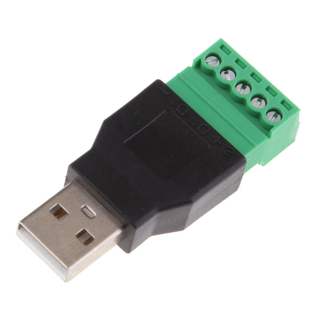 Male Stereo Audio Screw Connector Adapter USB2.0 Type A Female To 5 Pin For