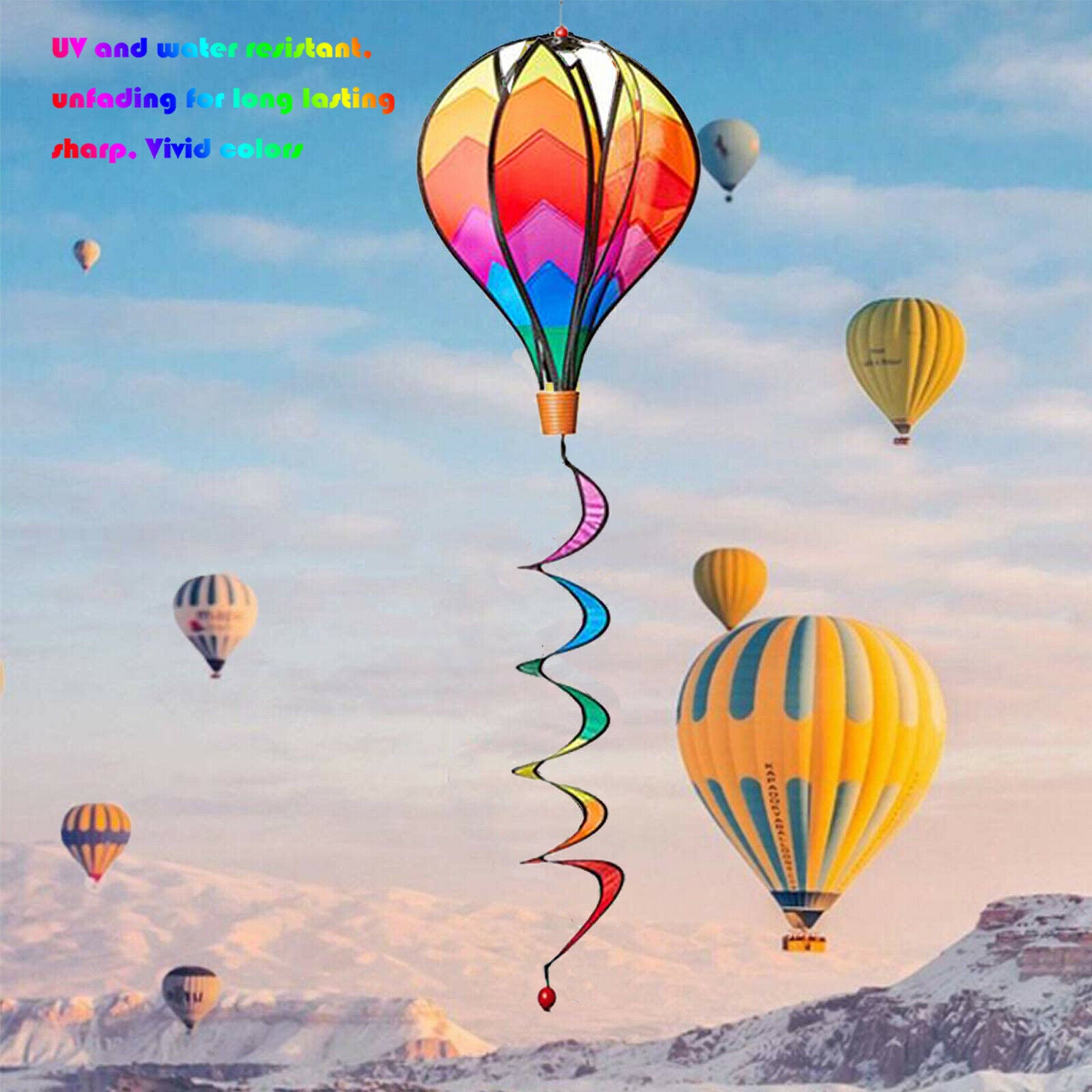 16.92in Rainbow Hot Air Balloon Wind Balloons Garden Lawn Decor Kids Outdoor