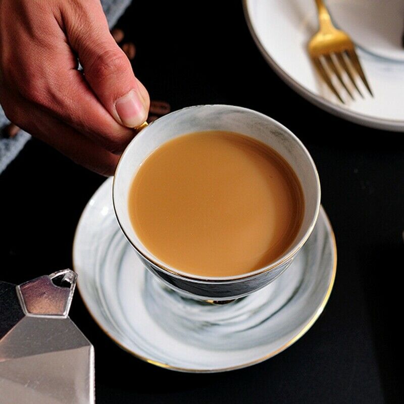 Marble Phnom Penh Ceramic Coffee Cup and Saucer Set Afternoon Tea Cup Lovers GF5