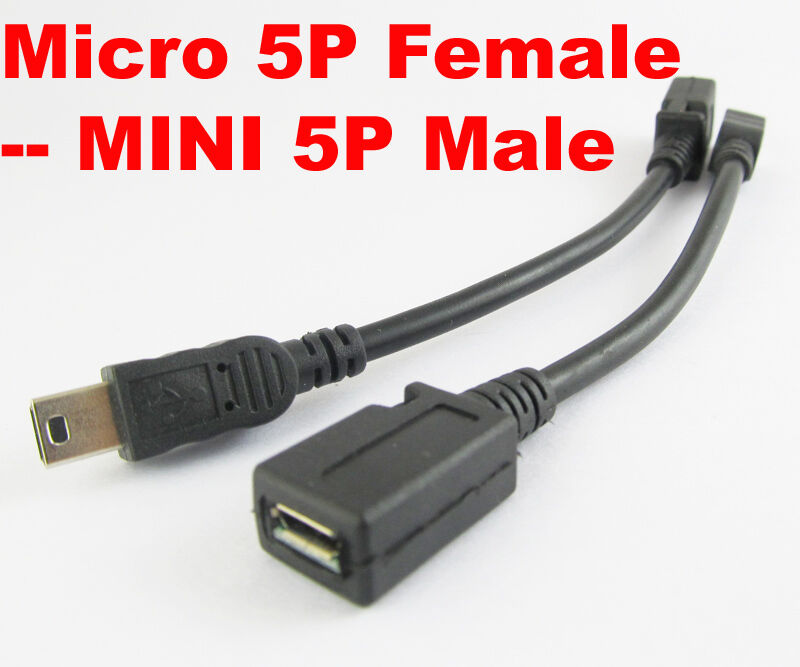50pcs 12cm USB Mini 5pin A Male To Micro 5pin B Female Jack USB Adapter Cable