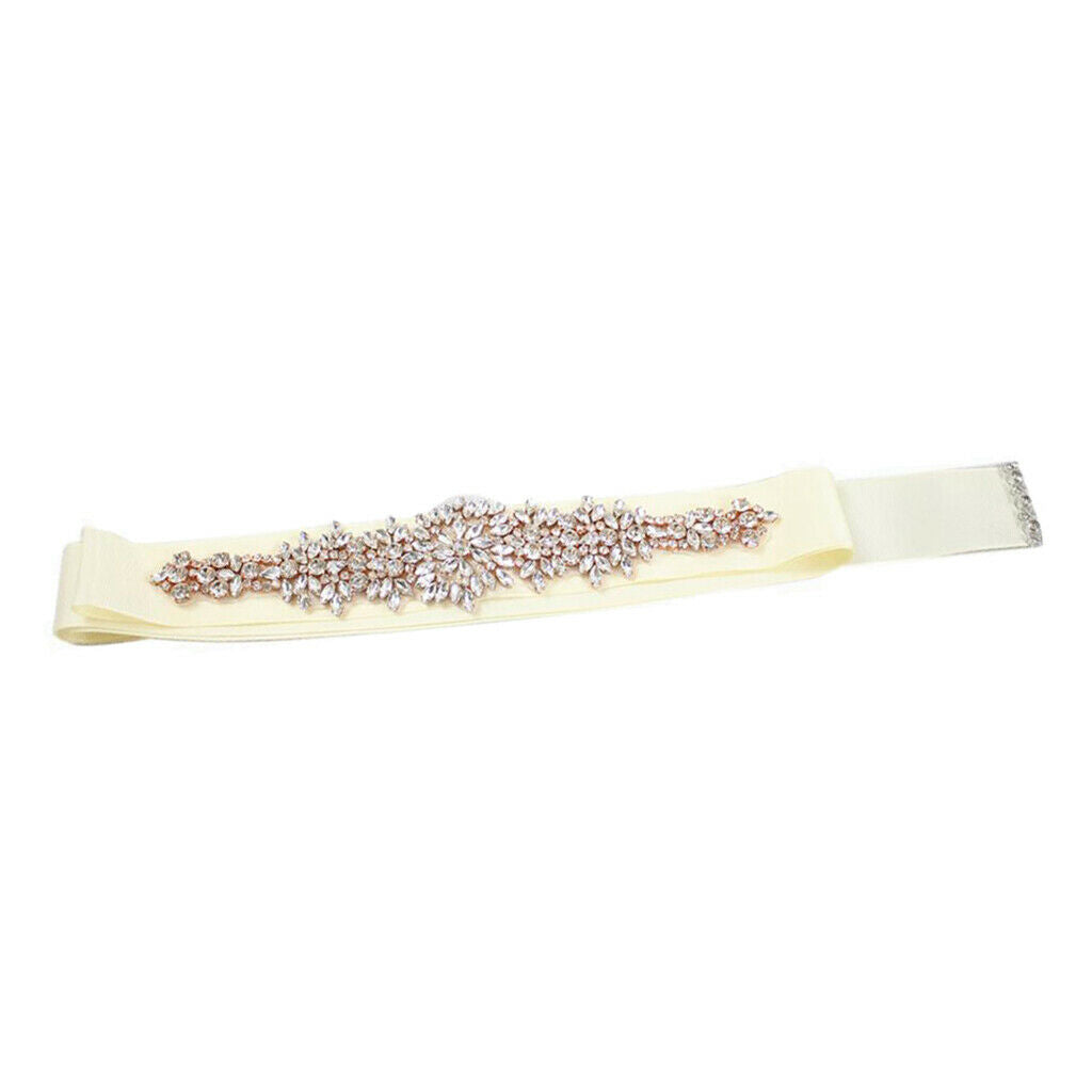 Rhinestone Flower Bridal Belt Diamante Sash Beaded Women Dress Waistband