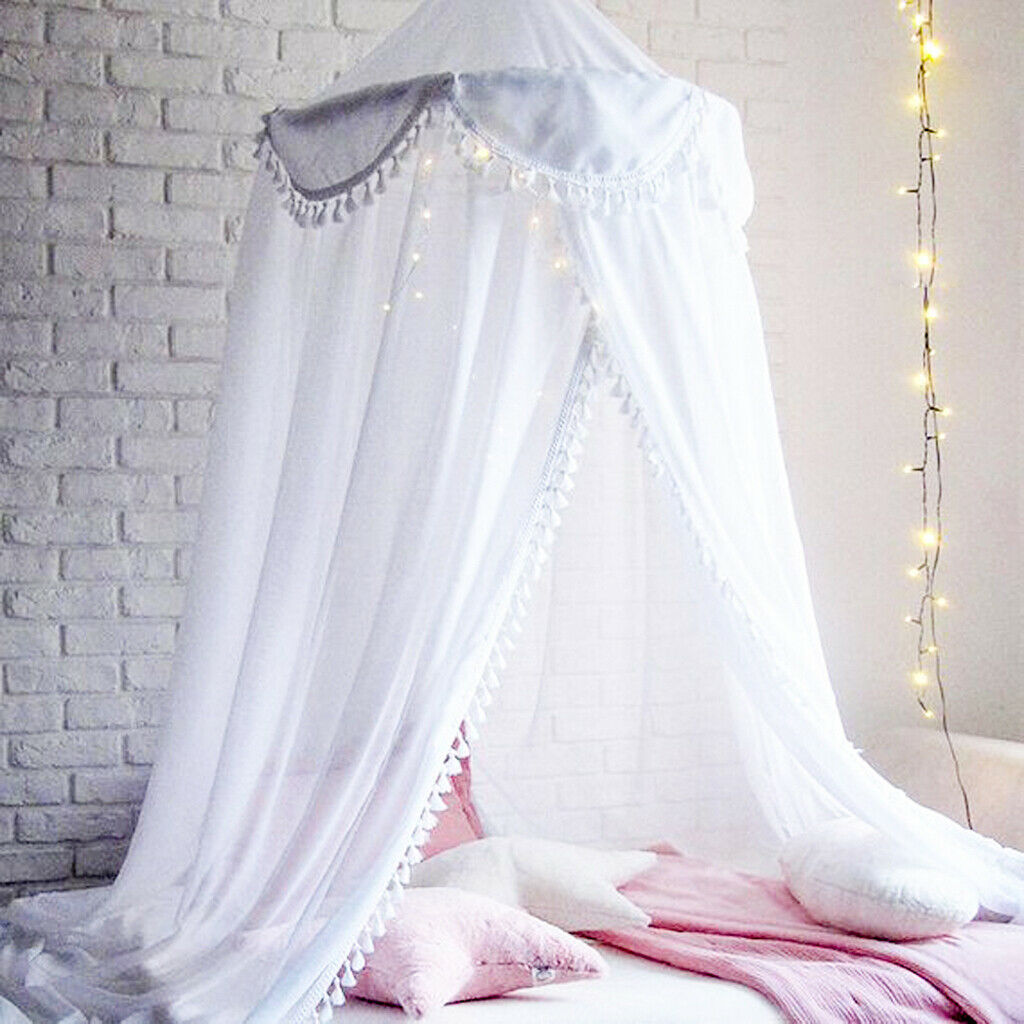 Kids Chiffon Bed Canopy Curtain Mosquito Net Bed Tent Bedroom Decor White