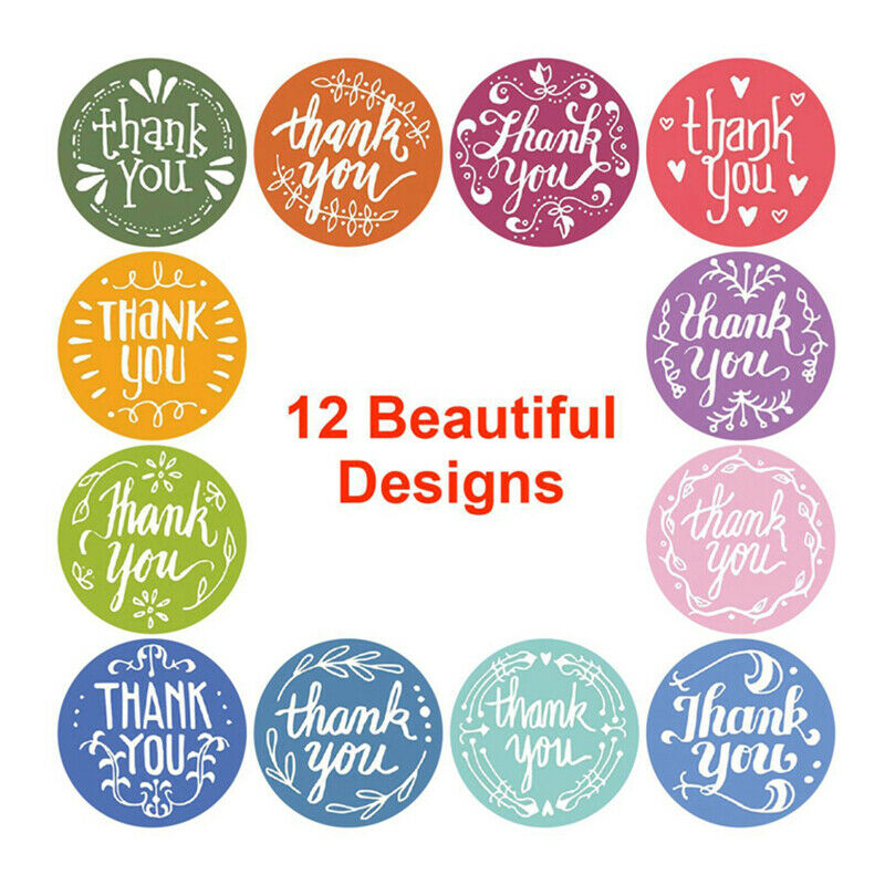 12 styles Round Thank You Stickers Scrapbooking For Package Seal Labels S.l8