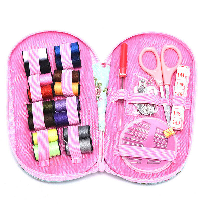 Portable Travel Sewing Kits Box Multicolor Needle Thread Pin Scissors Sew.l8