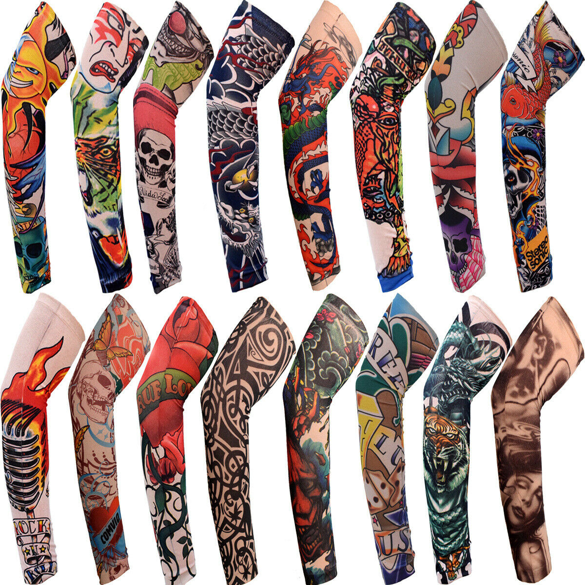 12 PCS Tattoo Cooling Arm Sleeves Cover Basketball Golf Sport UV Sun Protection