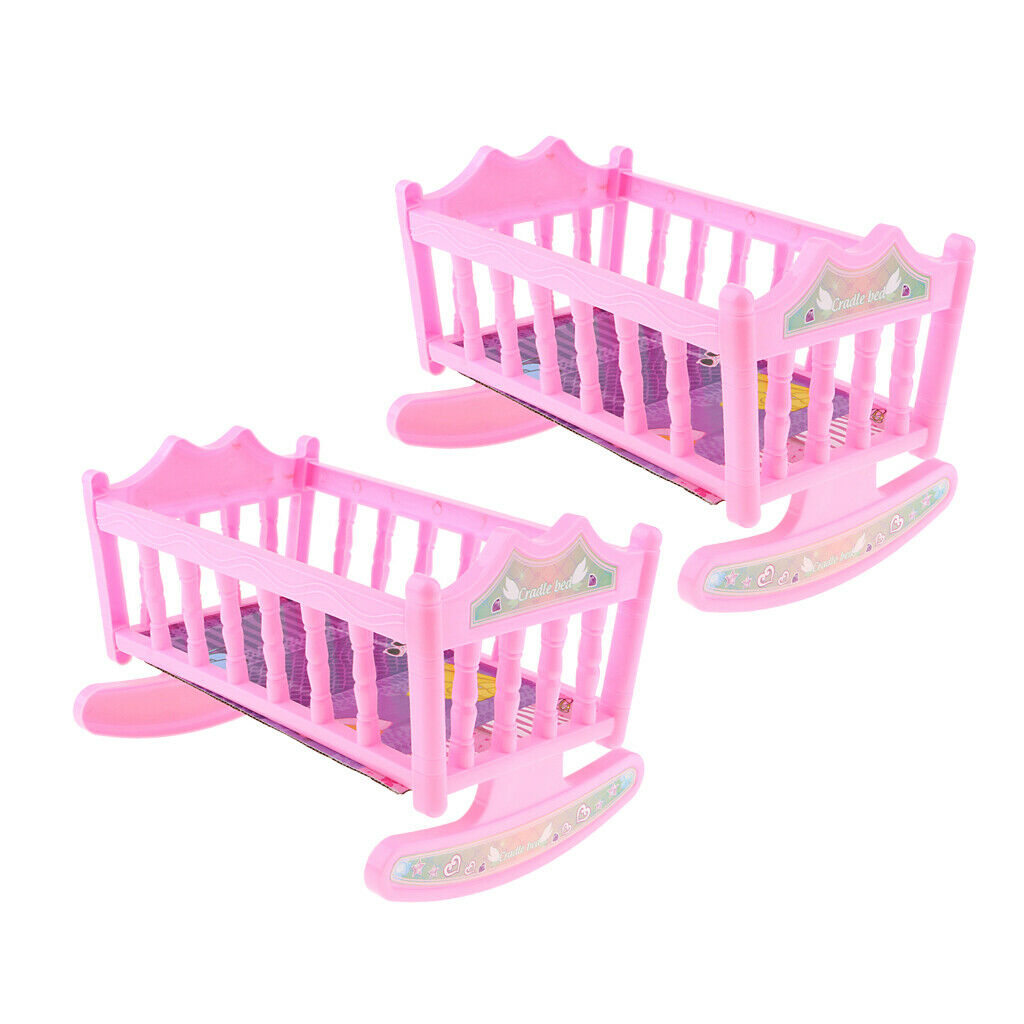 2 Pcs Cute Plastic Rocking Bed Nursery Furniture Accessories for 20